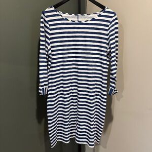 Lilly Pulitzer Marlowe Blue & White Striped Long Sleeve T-Shirt Dress Size Large